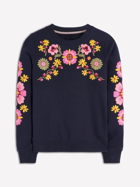 BODEN Hannah Embroidered Sweatshirt-Navy Multi Embroidery
