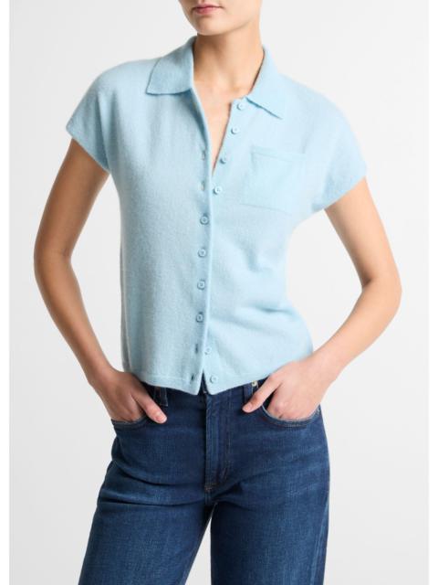 Vince Cashmere-Silk Short-Sleeve Polo Sweater