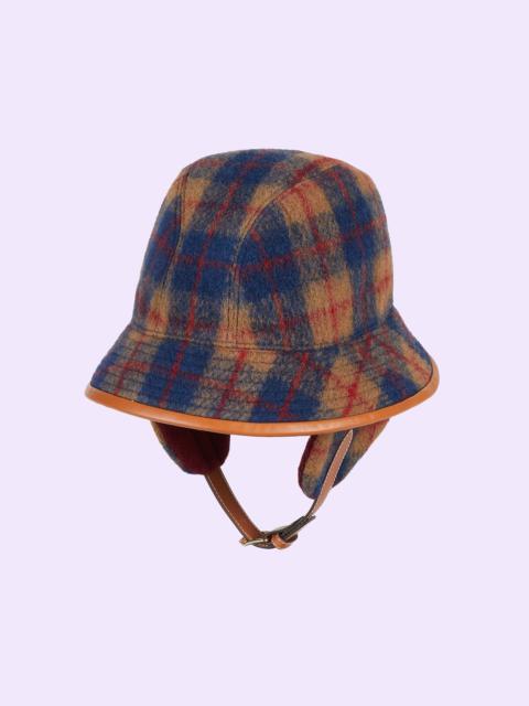 GUCCI Check wool blend hat with ear flaps