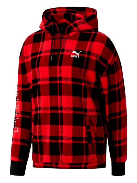 PUMA check-pattern drawstring hoodie