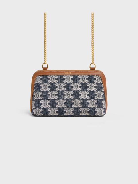 CELINE Clutch with Chain in Textile with Triomphe Embroidery