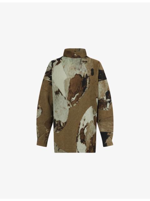 ISSEY MIYAKE Painted Stone Long-Sleeve Plisse Top