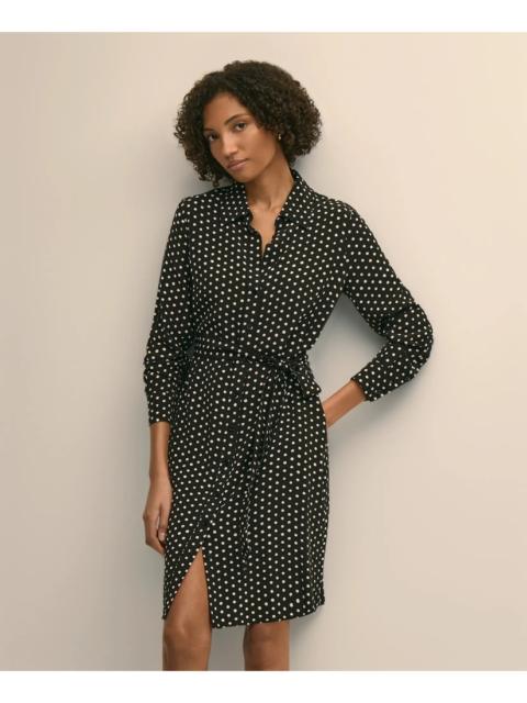 Brooks Brothers Belted Dot-Print Shirt Dress