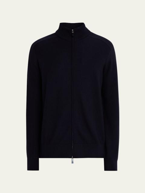 ZEGNA Men's Melange Cashseta Full-Zip Sweater