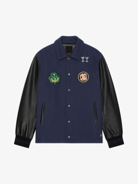 Givenchy VARSITY JACKET IN WOOL AND LEATHER WITH PATCHES