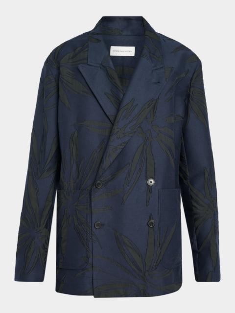 Dries Van Noten Men's Abstract Floral Double-Breasted Blazer