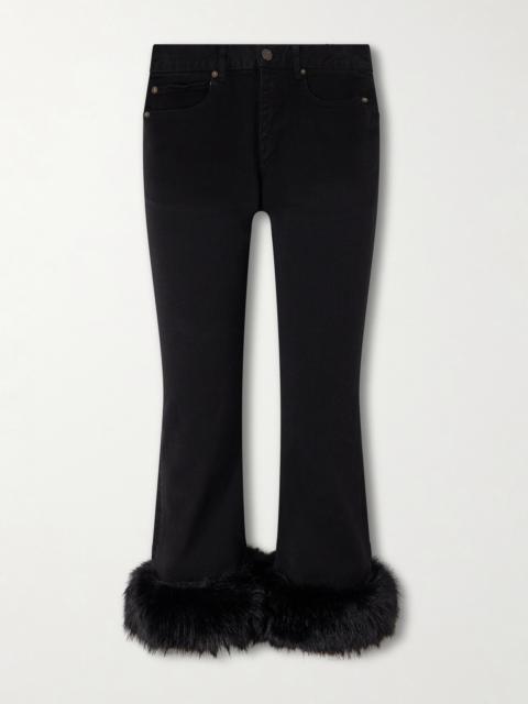 BALENCIAGA Plush-trimmed Cropped Mid-rise Flared Jeans