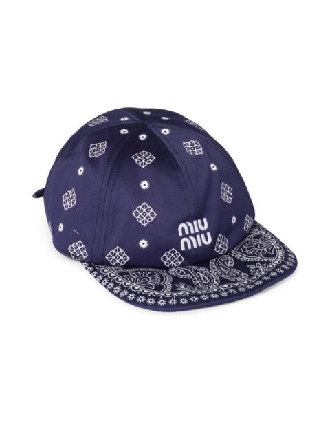 Miu Miu Women's Printed Cotton Baseball Cap - Blue