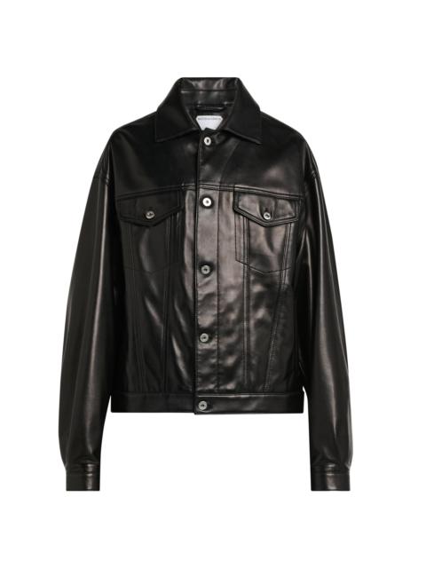 Bottega Veneta Women's Semi-Shiny Leather Jacket - Double Black