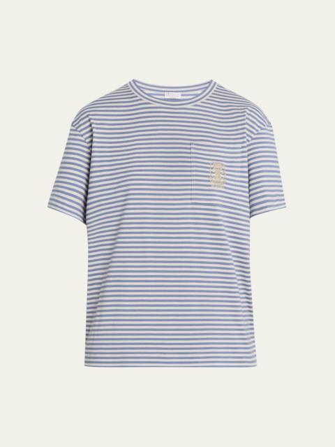 Brunello Cucinelli Striped Cotton Jersey Short-Sleeve T-Shirt