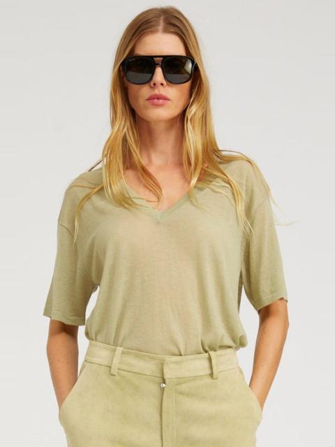 SPRWMN PISTACHIO TISSUE V-NECK TEE