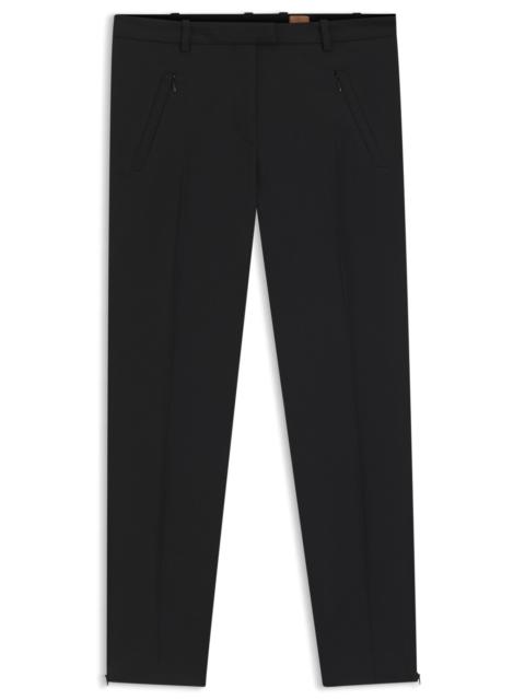 BOSS CROPPED SLIM-FIT TROUSERS WITH ZIPPED HEMS