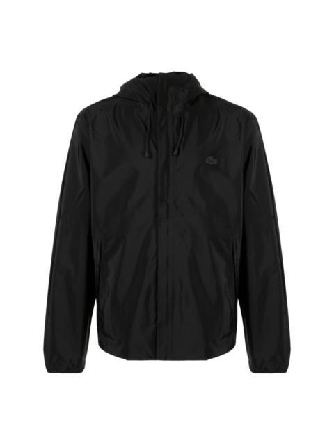 LACOSTE logo-patch waterproof hooded jacket