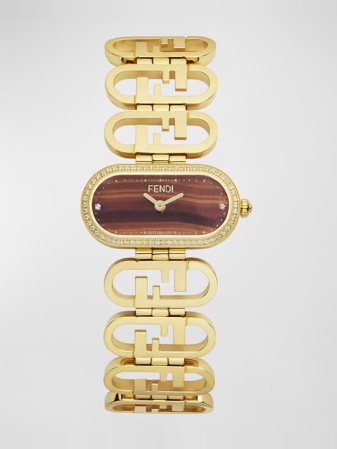 FENDI O'Lock Horizontal Oval Bracelet Watch with Diamonds