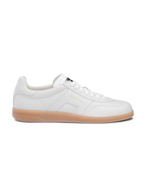 Santoni Men's white tumbled leather DBS Oly sneaker