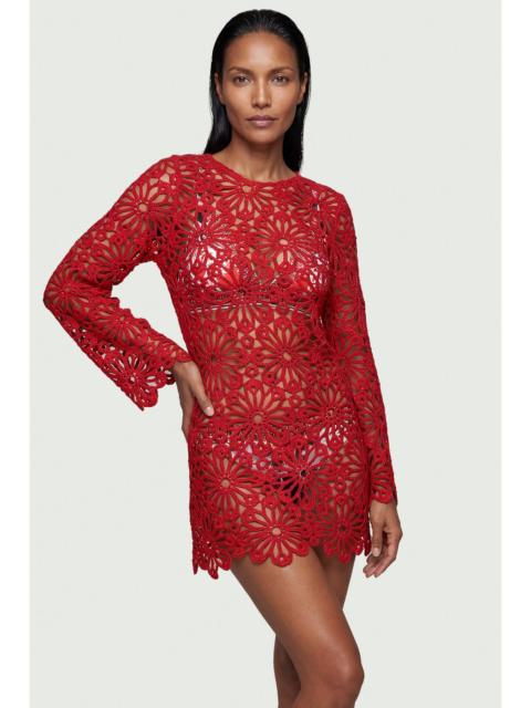 KAREN MILLEN Floral Crochet Woven Beach Mini Dress