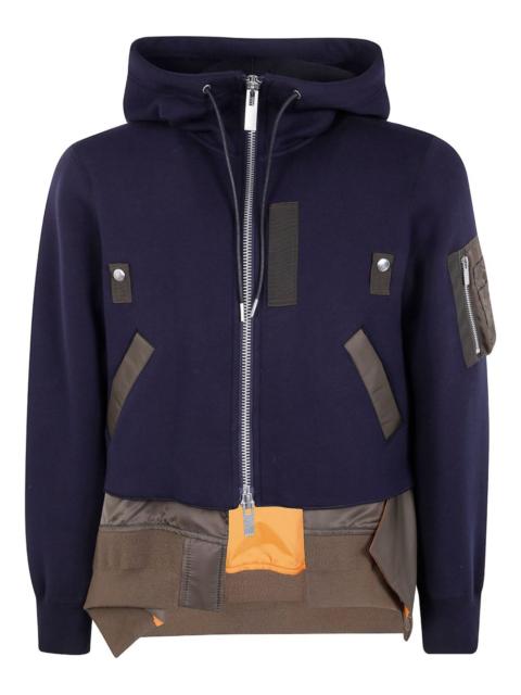 sacai zip-up pocket hooded jacket