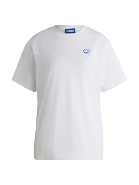 HUGO COTTON JERSEY T-SHIRT WITH CURVED LOGO