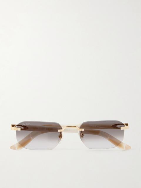Cartier Signature C Rimless Square-Frame Gold-Tone Metal and Acetate Sunglasses Multi
