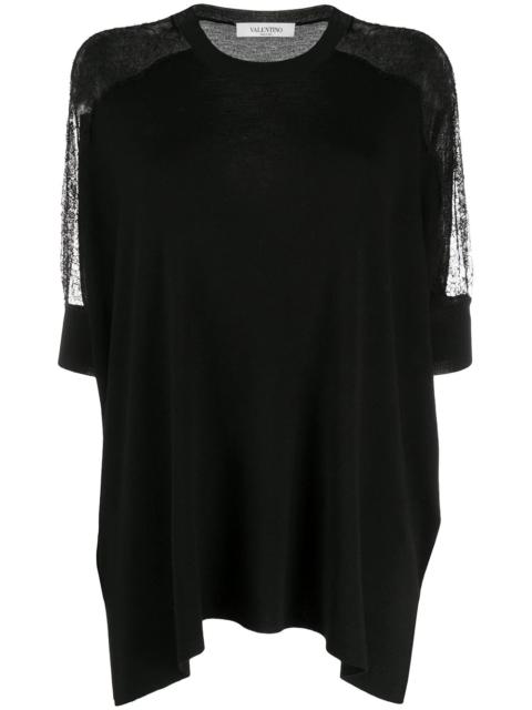 Valentino lace panel detail knitted top