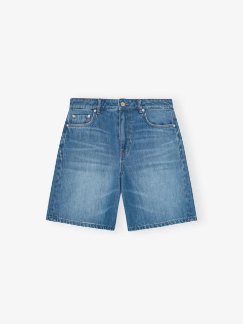 GANNI MID BLUE DENIM SHORTS