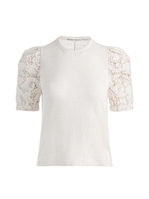 Alice + Olivia TYLER LINEN CREW NECK TOP