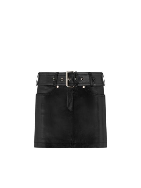 TOM FORD GRAIN LEATHER BELTED MINI SKIRT