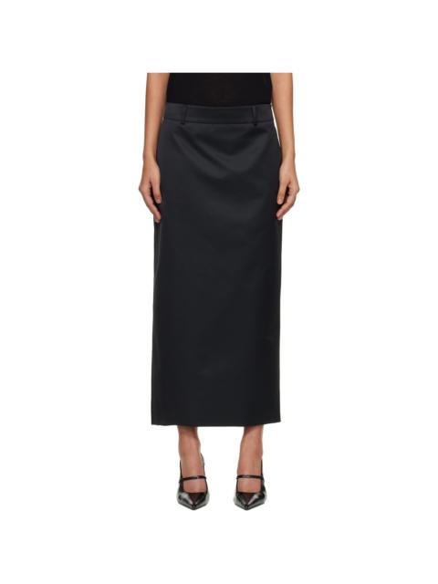 The Frankie Shop Black Alrose Satin Midi Skirt