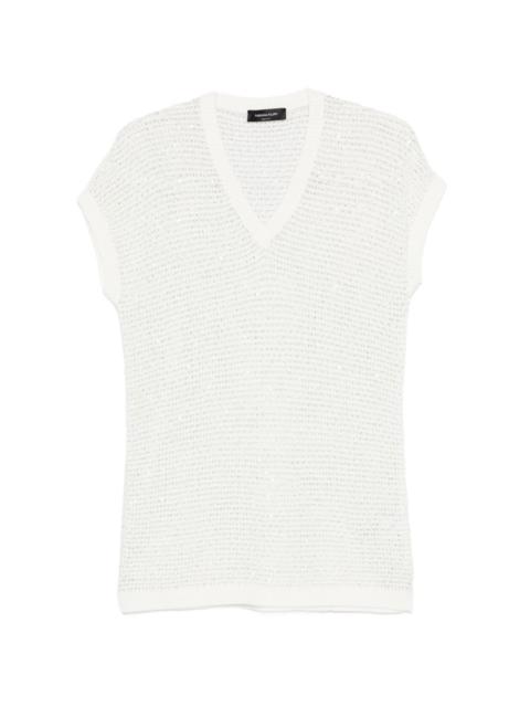 FABIANA FILIPPI open-knit sparkle T-shirt