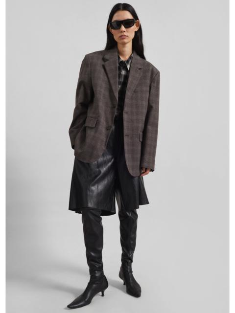 The Frankie Shop Ellory Padded Blazer - Brown Glen Plaid