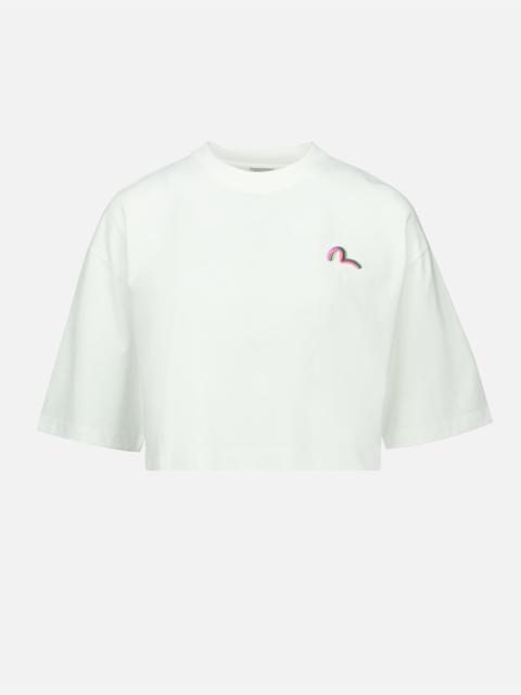 EVISU LOGO PRINT CROPPED T-SHIRT