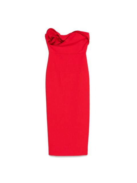 ROLAND MOURET flower drape midi dress