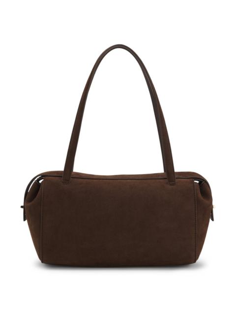 HUGO FAUX-SUEDE HANDBAG WITH METALLIC STACKED LOGO