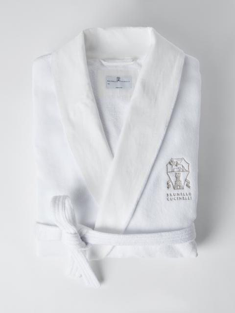 Brunello Cucinelli Cotton terrycloth and linen bathrobe with linen piping