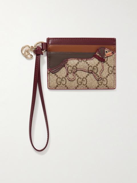 GUCCI Appliquéd Printed Coated-canvas And Leather Cardholder