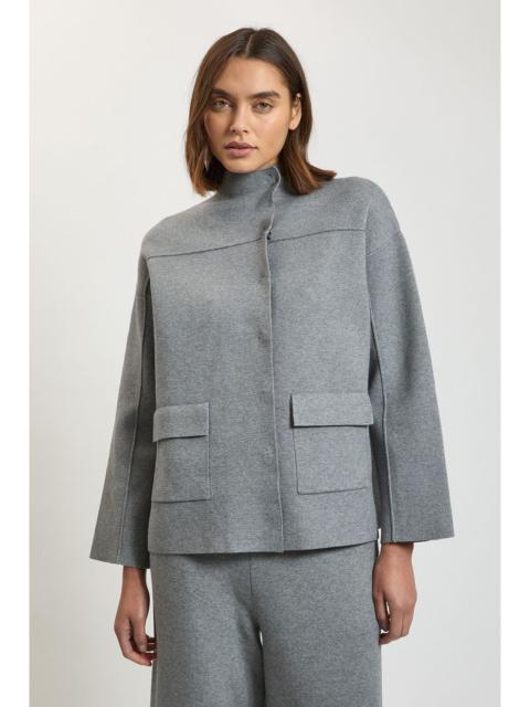 KAREN MILLEN Harper's Bazaar Wool Look Pocket Detail Knitted Bomber Jacket