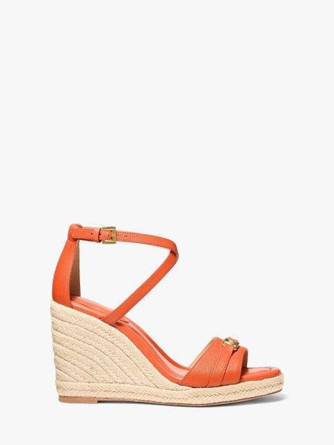 MICHAEL KORS Mandy Saffiano Leather Wedge Sandal