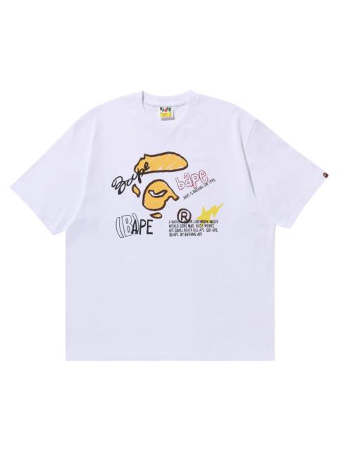 BAPE Hand Draw Graphic Relaxed Fit Tee 'White'