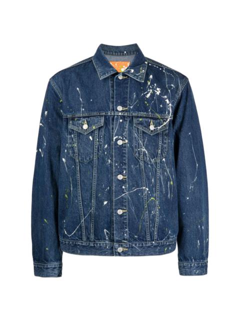 paint-splatter denim jacket