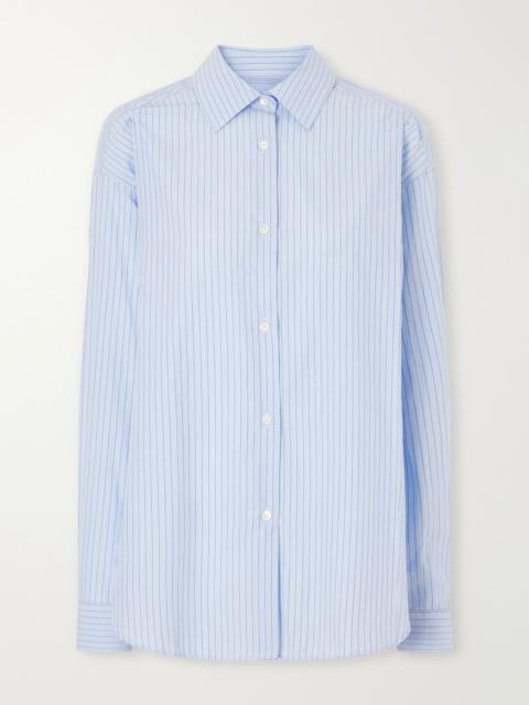 mfpen Generous striped cotton-poplin shirt Light blue