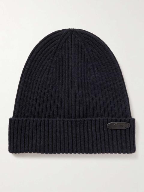 Brioni Logo-Appliquéd Ribbed Cashmere Beanie