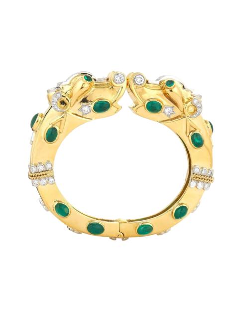 DAVID WEBB Diamond Emerald Makara Bracelet