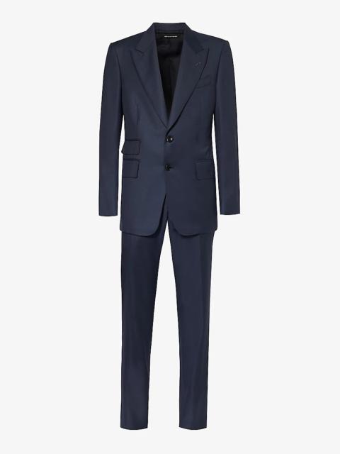 Shelton-fit single-breasted sharkskin wool suit