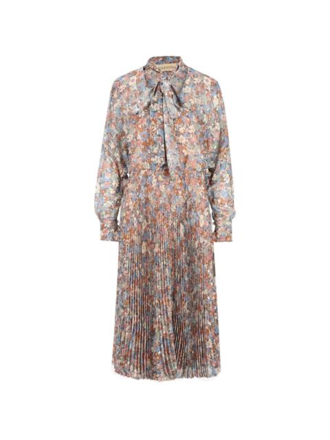Valentino floral-print pussy-bow midi dress