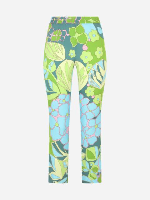 Dolce & Gabbana 60s-print charmeuse leggings