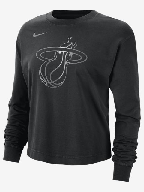 Nike Miami Heat Courtside Women's Nike NBA Shine Boxy Long-Sleeve T-Shirt