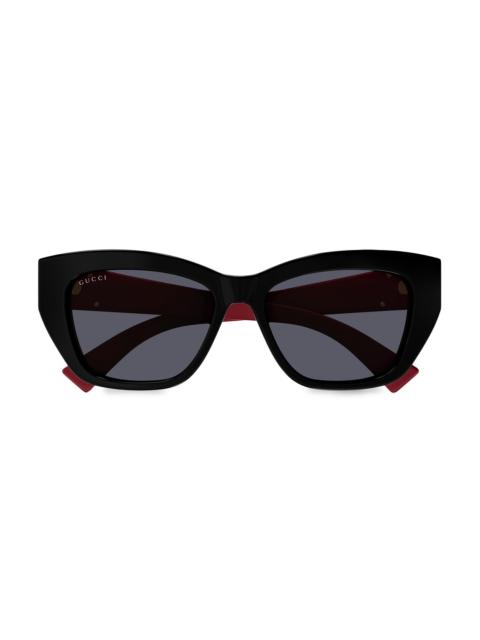 GUCCI Women's GG Muse 55MM Cat-Eye Sunglasses - Maroon Gold Black
