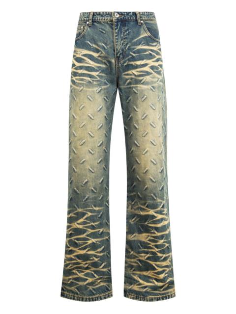 WHO DECIDES WAR Thread Plate five-pockets jeans