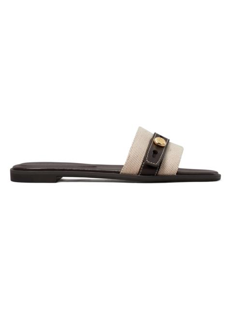 TORY BURCH Women's Mellow Romy Cotton-Leather Flat Sandals - Natural Brown