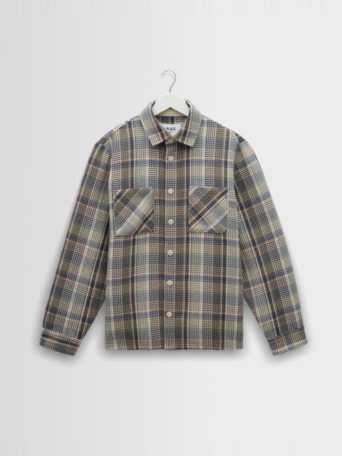 Wax London Whiting - Blue And Green Basket Weave Overshirt